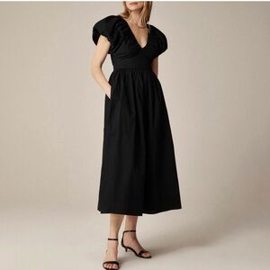 NWT J.Crew Collection Cecily‎ Dress In 100% Cotton Poplin Lined Black Size 20